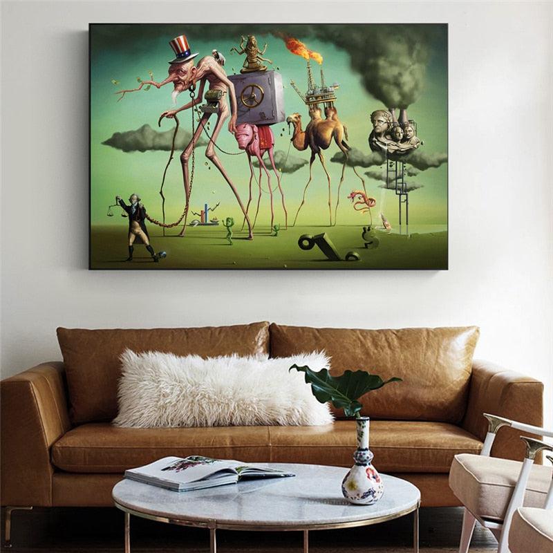 Salvador Dali's 'The American Dream' Canvas Reproduction - Captivating Surrealism Art | Home Surrealistic Decoration
